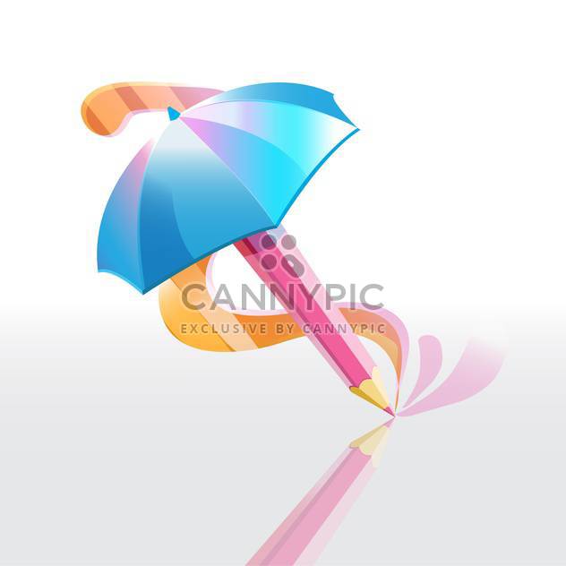Vector illustration of pencil umbrella with colorful reflection on white background - Free vector #125780
