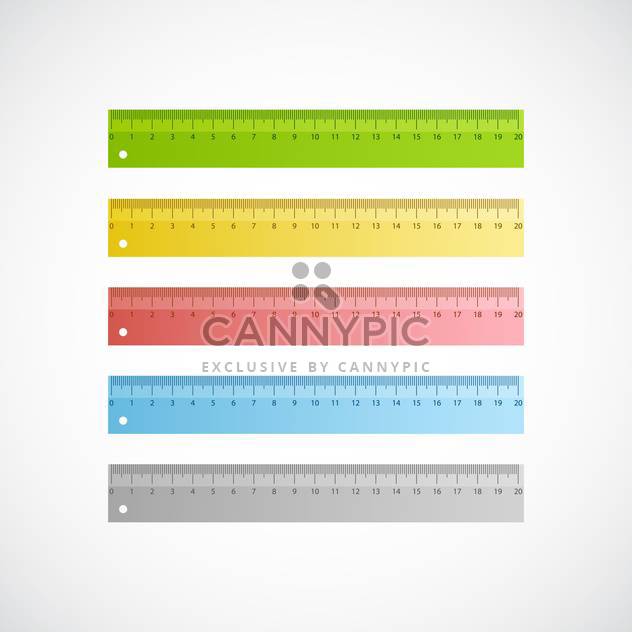 Vector illustration of colorful rulers with scale of centimeters on white background - Free vector #125790