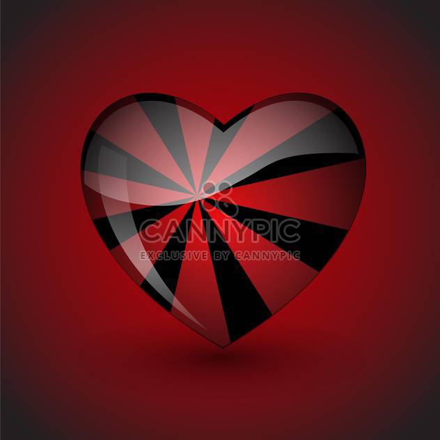 Vector background with romantic heart with black stripes on red background - vector gratuit #125880 