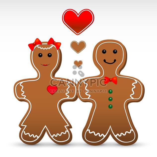 Vector illustration of romantic gingerbread boy and girl cookies - бесплатный vector #125900