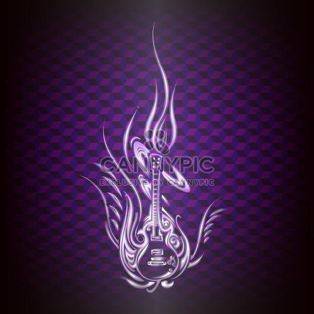 Vector abstract guitar with fire flame on purple background - бесплатный vector #125930