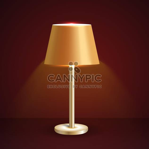Vector illustration of retro table lamp on brown background - Free vector #126290