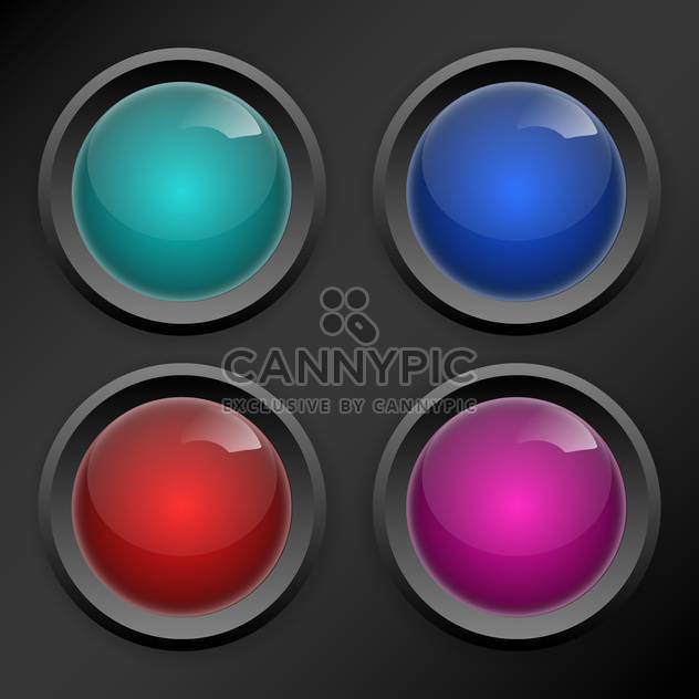 Vector set of colored round buttons on dark grey background - Free vector #126490