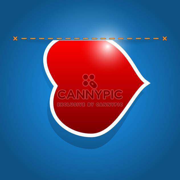 Vector illustration of red heart with stitch on blue background - vector gratuit #126540 