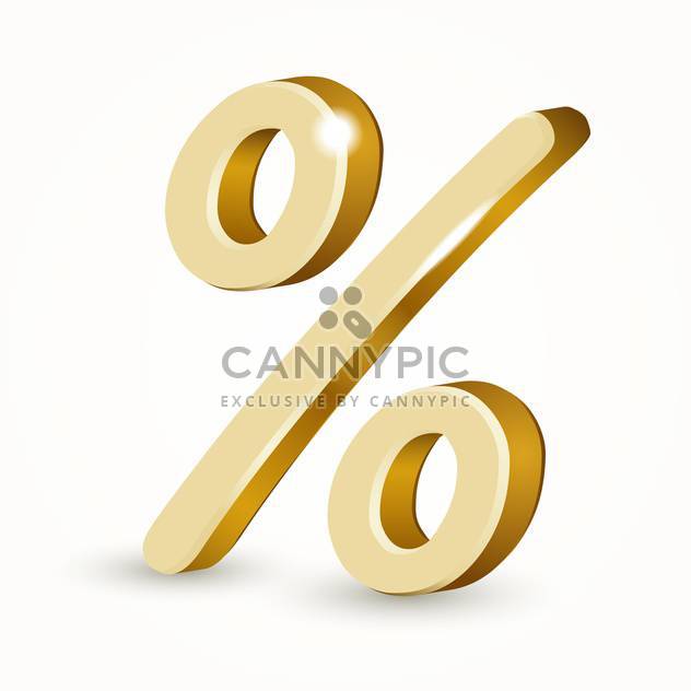 Vector illustration of gold percent sign isolated on white background - vector #126590 gratis