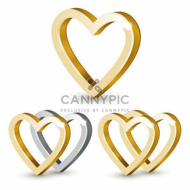 Vector golden hearts isolated on white background - vector gratuit #126660 