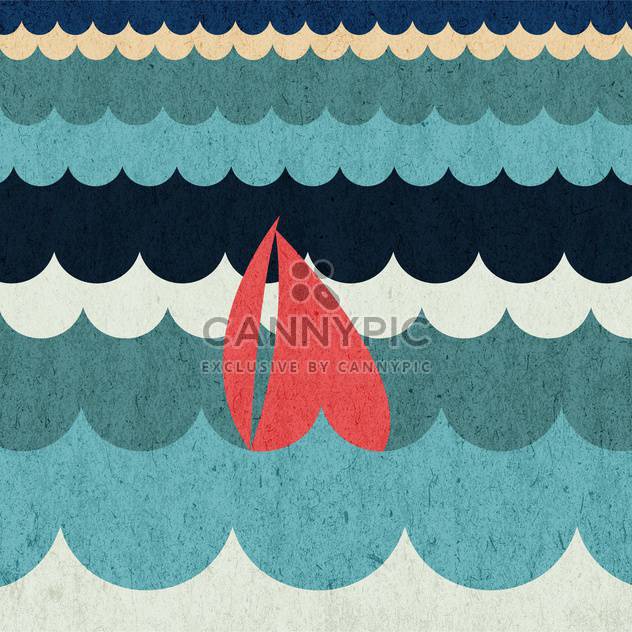 Vector illustration of sailing boat floating on water surface - vector gratuit #126700 
