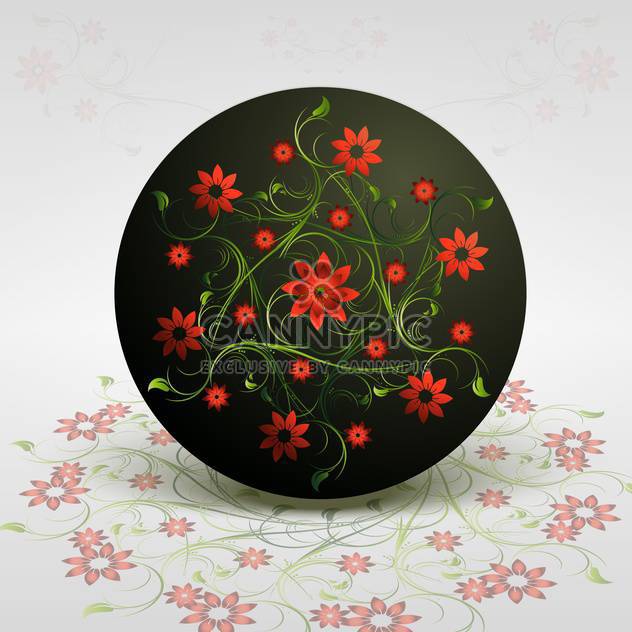 Vector round shaped floral background with red flowers on grey background - vector #126750 gratis