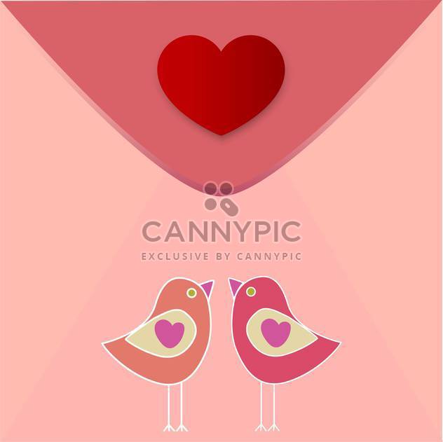 Vector greeting heart with birds in love for valentine card - vector gratuit #126780 
