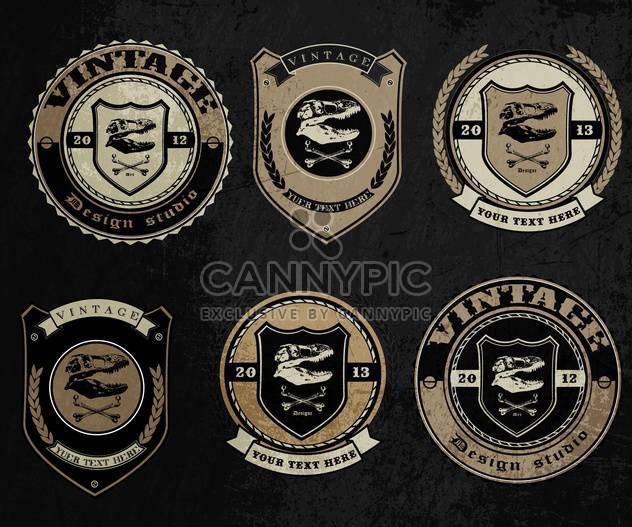 Concept set vector illustration of scull and bones in pirate flag style on black background - бесплатный vector #126890
