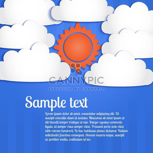 Vector blue background with white clouds and sun in sky - Kostenloses vector #127040