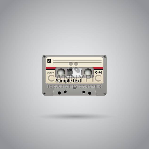 Old-school cassette tape record with text place on grey background - vector gratuit #127130 