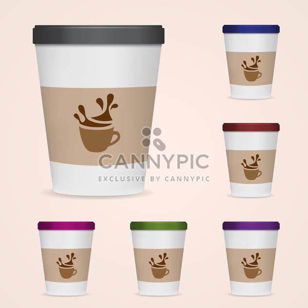 Vector illustration of paper coffee cups on pink background - vector gratuit #127140 