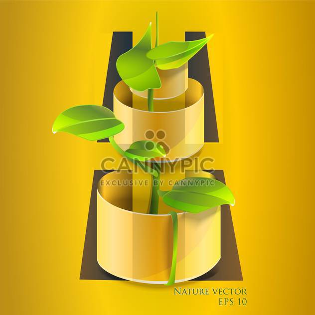 Vector illustration of green flower in pot - Free vector #127250