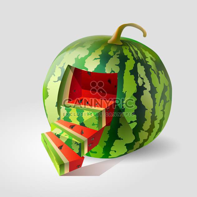Vector illustration of colorful watermelon on grey background - бесплатный vector #127340
