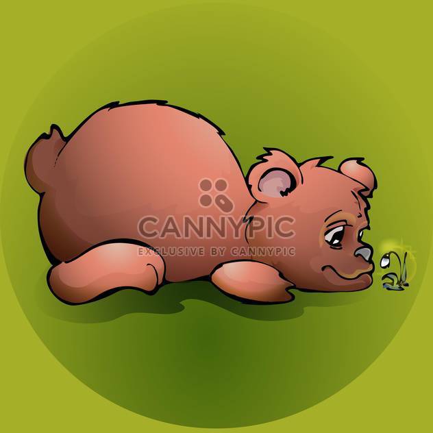 Brown teddy bear with flower on green background - vector #127470 gratis
