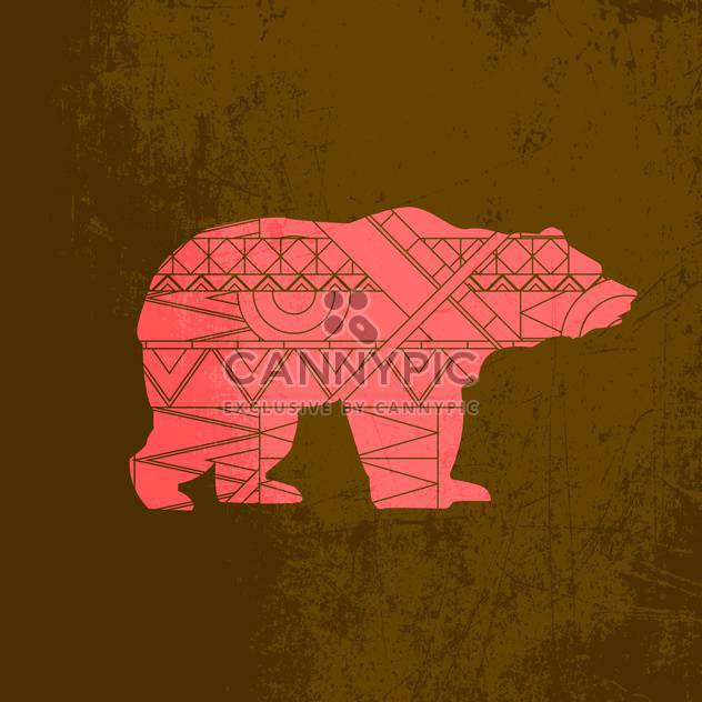 Silhouette of bear animal with red pattern on brown background - бесплатный vector #127570