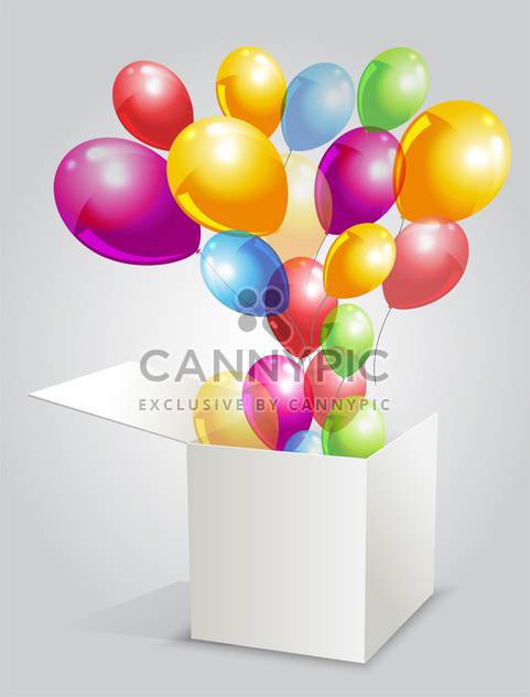 vector illustration of happy birthday with balloons from box - vector gratuit #127800 