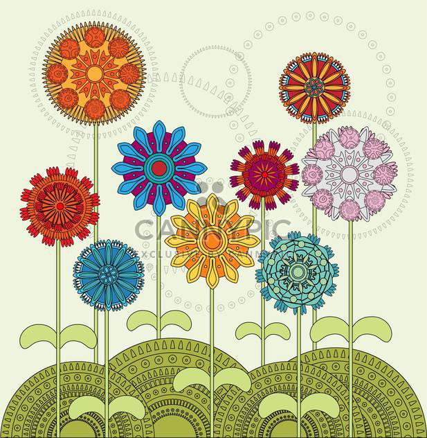vector illustration of ethnic colorful flowers - vector gratuit #127810 