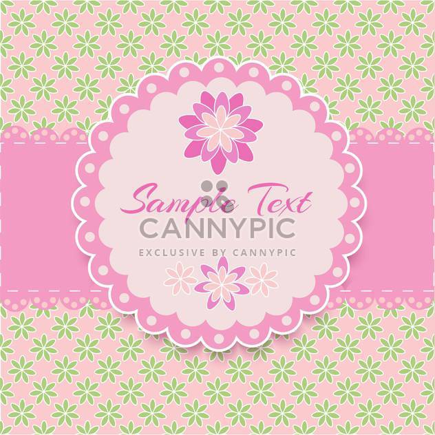 floral pink frame with text place - vector #127820 gratis