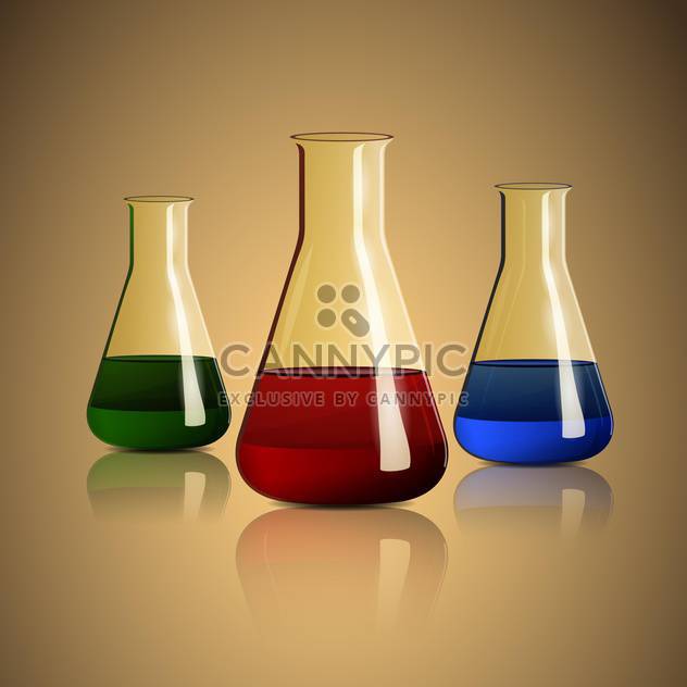 vector illustration of chemical flasks on beige background - vector gratuit #127900 