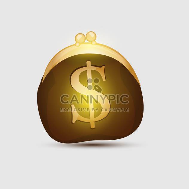 Wallet with golden dollar symbol on white background - Free vector #128020