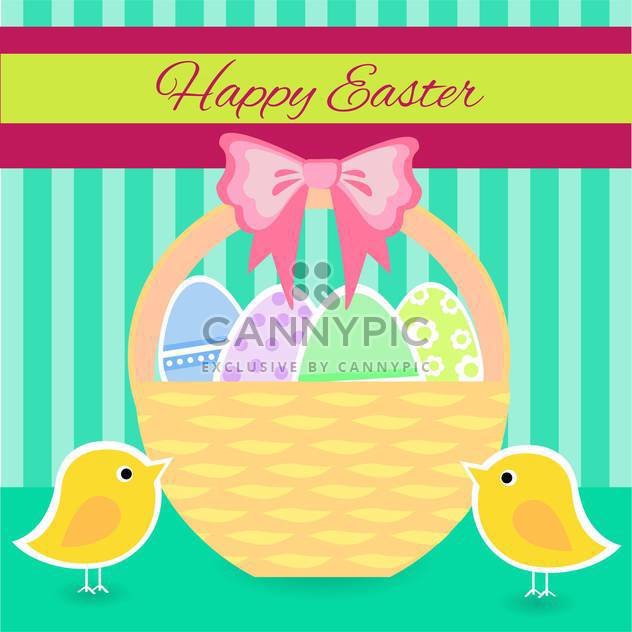 colorful illustration of basket full of colorful decorated easter eggs - vector gratuit #128080 
