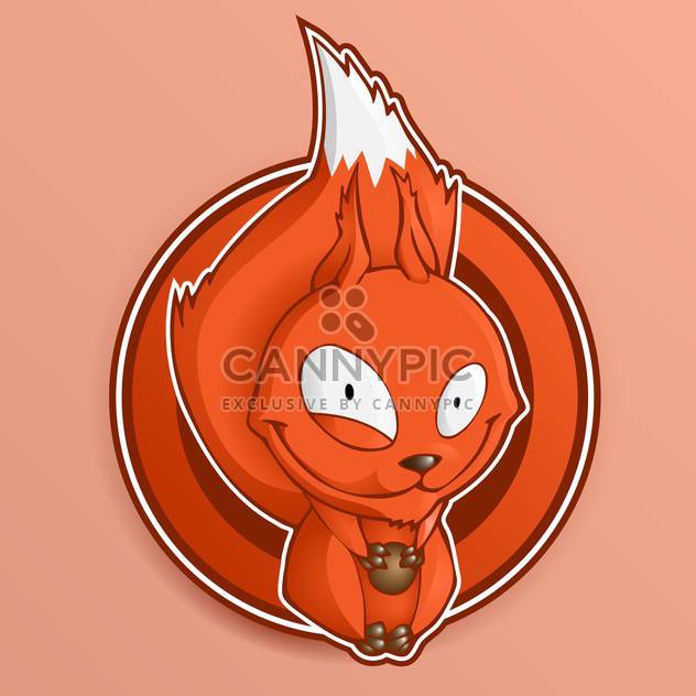 Red cartoon squirrel holding nuts - vector gratuit #128270 