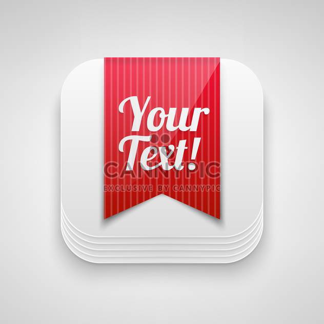 white vector button with red ribbon and space for text, isolated on white background - vector #128370 gratis