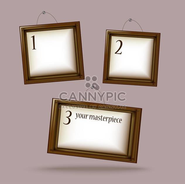 Vector wooden frames on the wall. - Free vector #128510