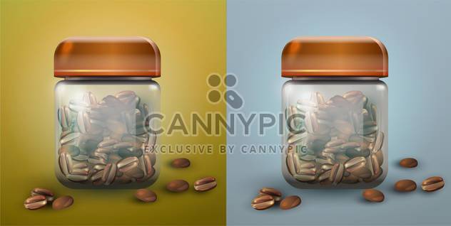Isolated vector illustration of two glass coffee jar. - vector gratuit #128720 