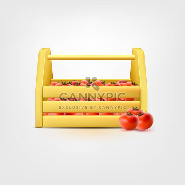 Red tomatoes in wooden horizontal box - бесплатный vector #128930