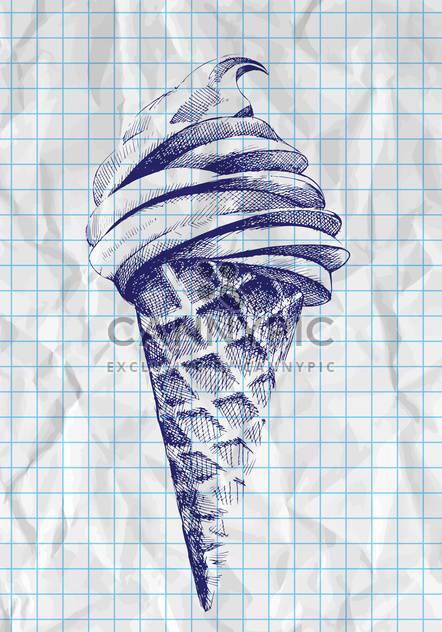 doodle ice cream cone illustration - vector gratuit #129170 