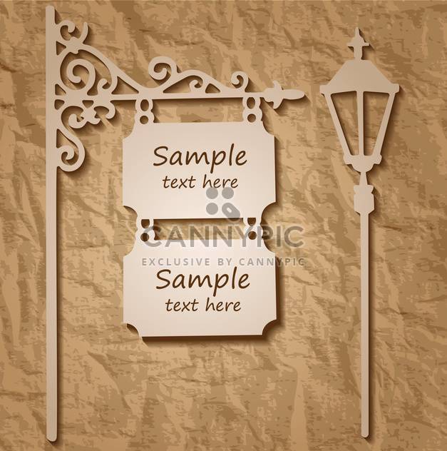 Vector wooden signs on pole with streetlight - Free vector #129310