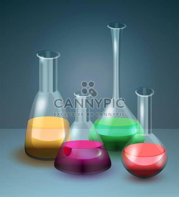 Vector illustration of laboratory flasks with colorful liquid - Free vector #129330