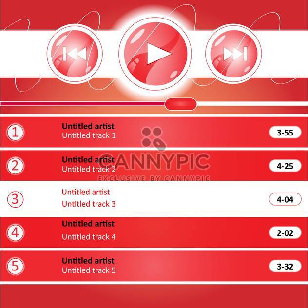 Vector illustration of red media player interface design - Free vector #129400
