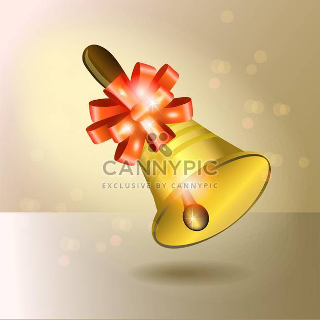 Vector golden bell with red ribbon on yellow background - Kostenloses vector #129490
