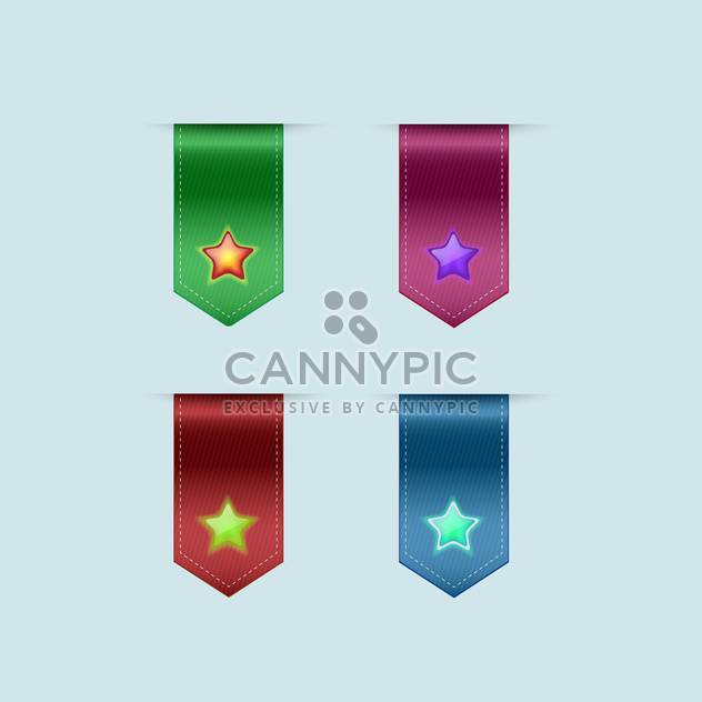 Vector set of colorful bookmarks with stars on blue background - Free vector #129520
