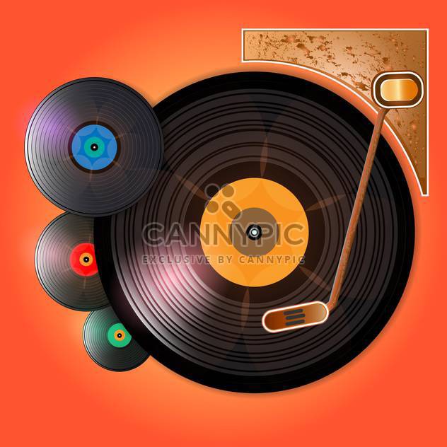 Vector illustration of vinyl records on red background - vector gratuit #129800 