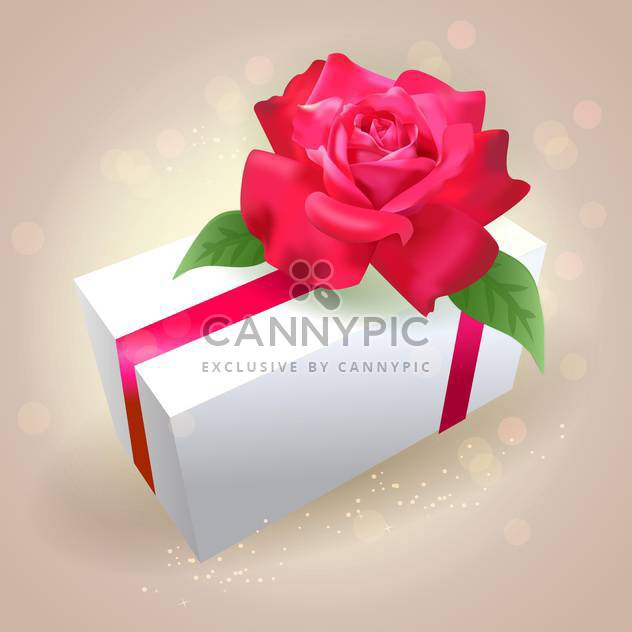 Gift box with red rose on shiny background - Kostenloses vector #130000