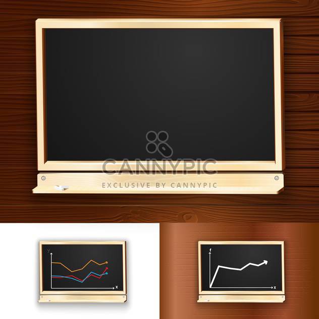 Vector illustration of blackboards on wooden background - бесплатный vector #130110