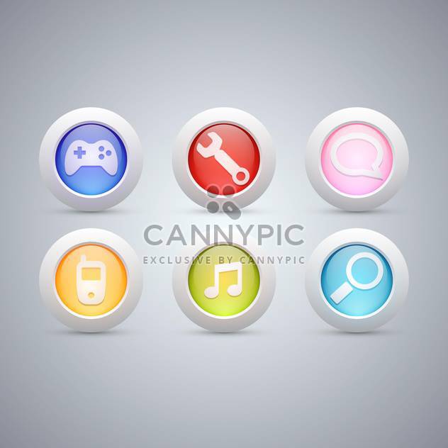 Different web buttons set on grey background - Free vector #130970
