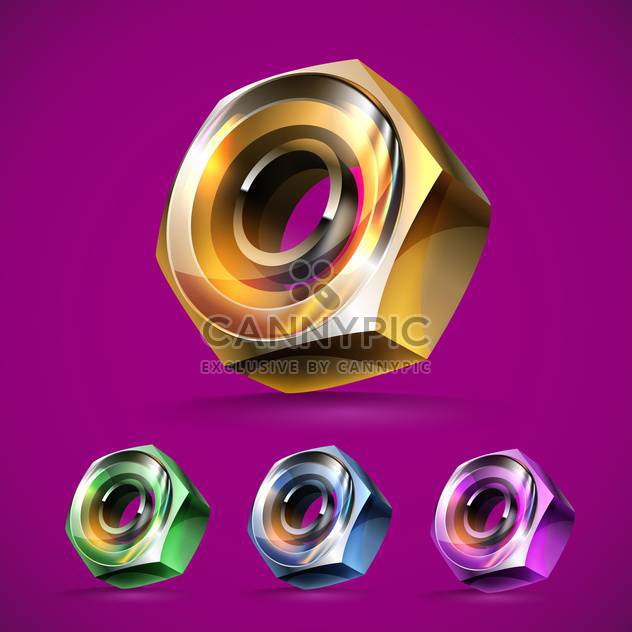 Set of vector metal nuts icons - Free vector #131420