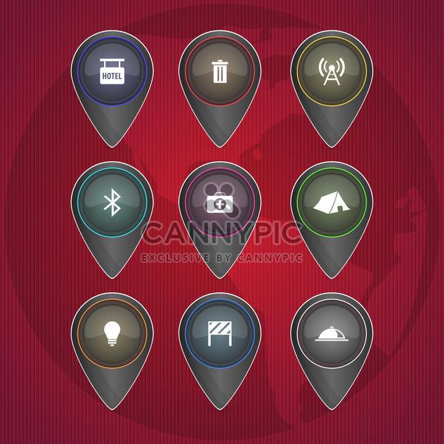 Vector icons with leisure signs on red background - Free vector #131990