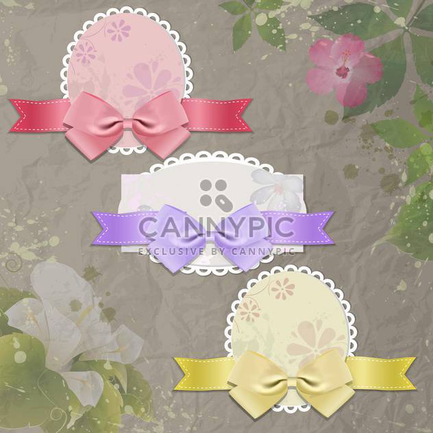Vector vintage frames with bows on floral background - vector gratuit #132110 