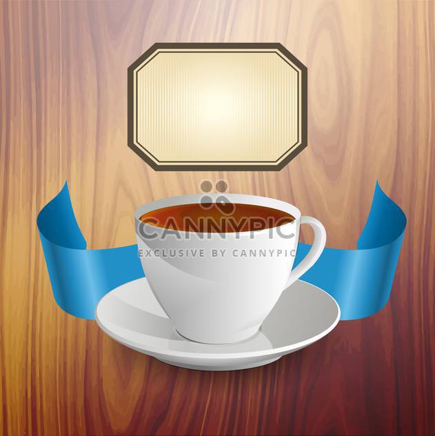 Wooden background with a cup of tea - vector gratuit #132430 