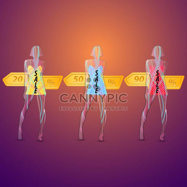 shopping sale female silhouettes set - Free vector #132580