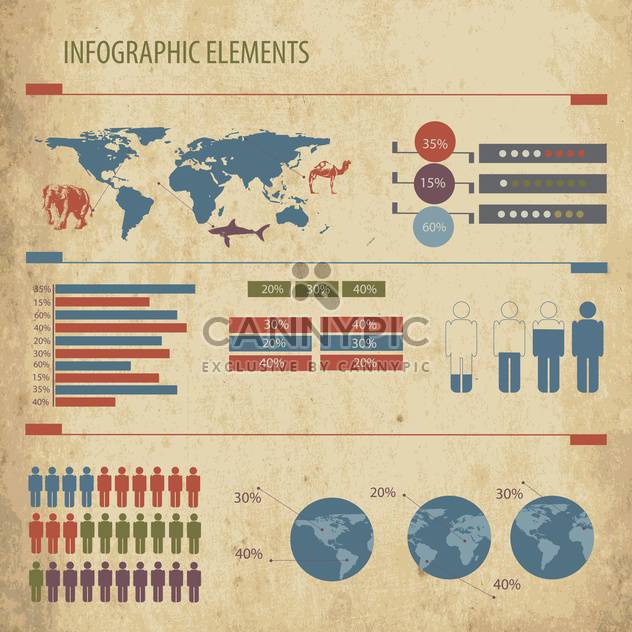 business infographics set with world map - vector #133430 gratis