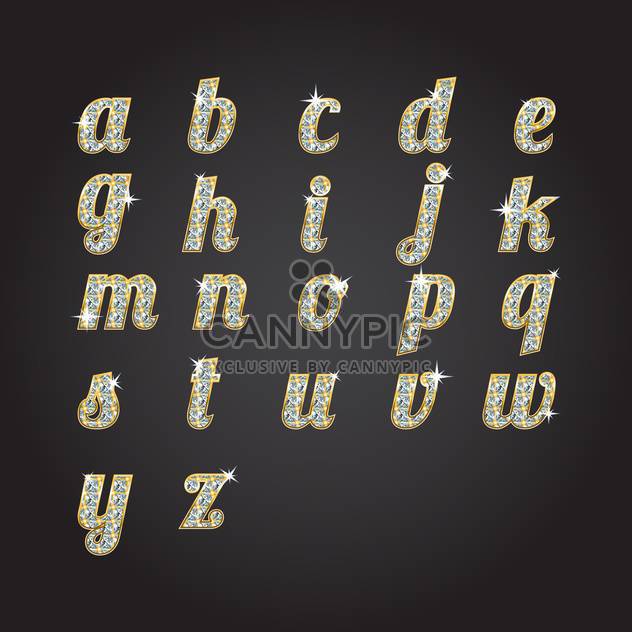 vector golden alphabet with diamonds - vector gratuit #133700 