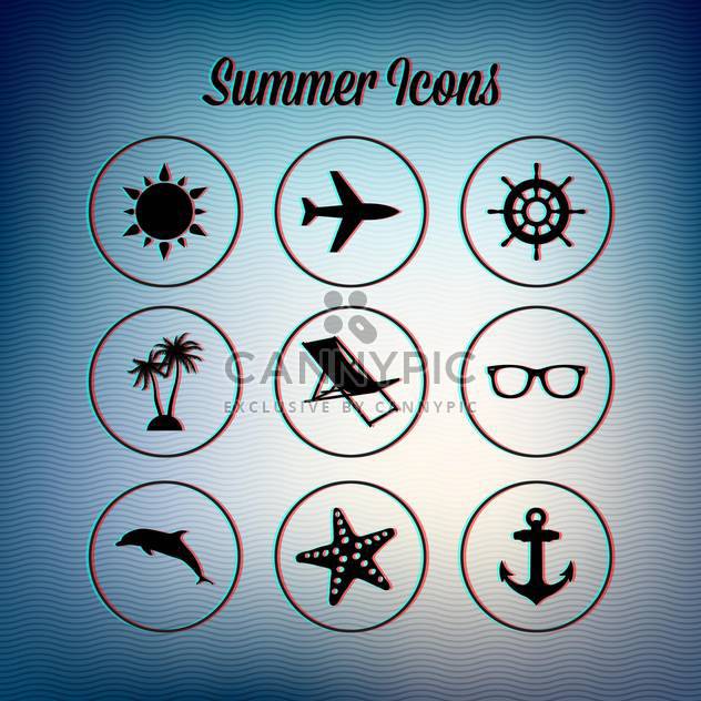 set of summer travel icons - vector gratuit #133750 